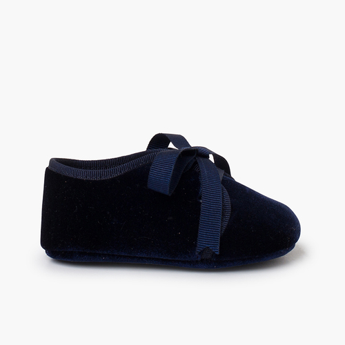 Velvet baby bluchers faya ribbons Navy Blue