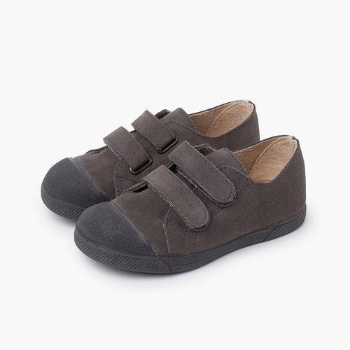 Suede boys' trainers rubber Toe Cap Grey