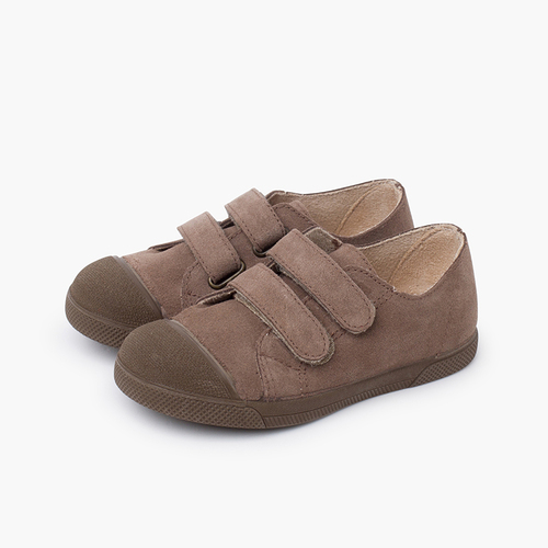 Suede boys' trainers rubber Toe Cap Taupe