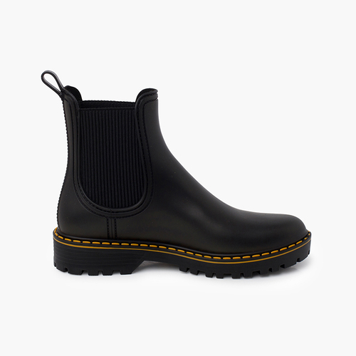 Matte wellies stitching track sole Black