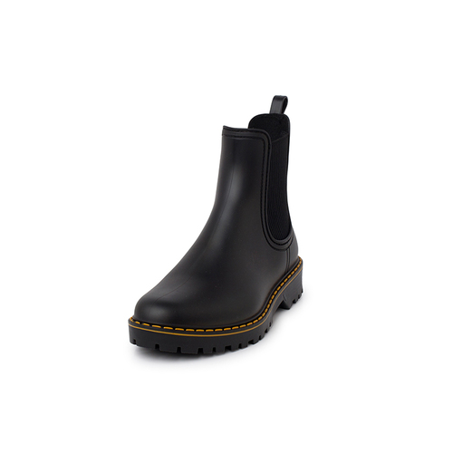 Matte wellies stitching track sole Black