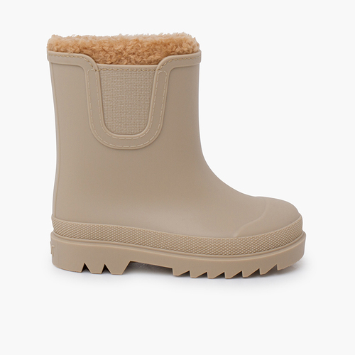 Kids' Chelsea synthetic sheepskin wellies Beige