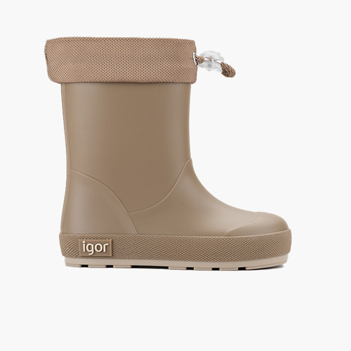 Soft Adjustable-Collar Wellies for Kids Beige