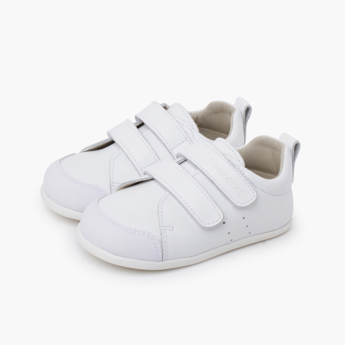 Soft trainers leather double hook-and-loop fastener White