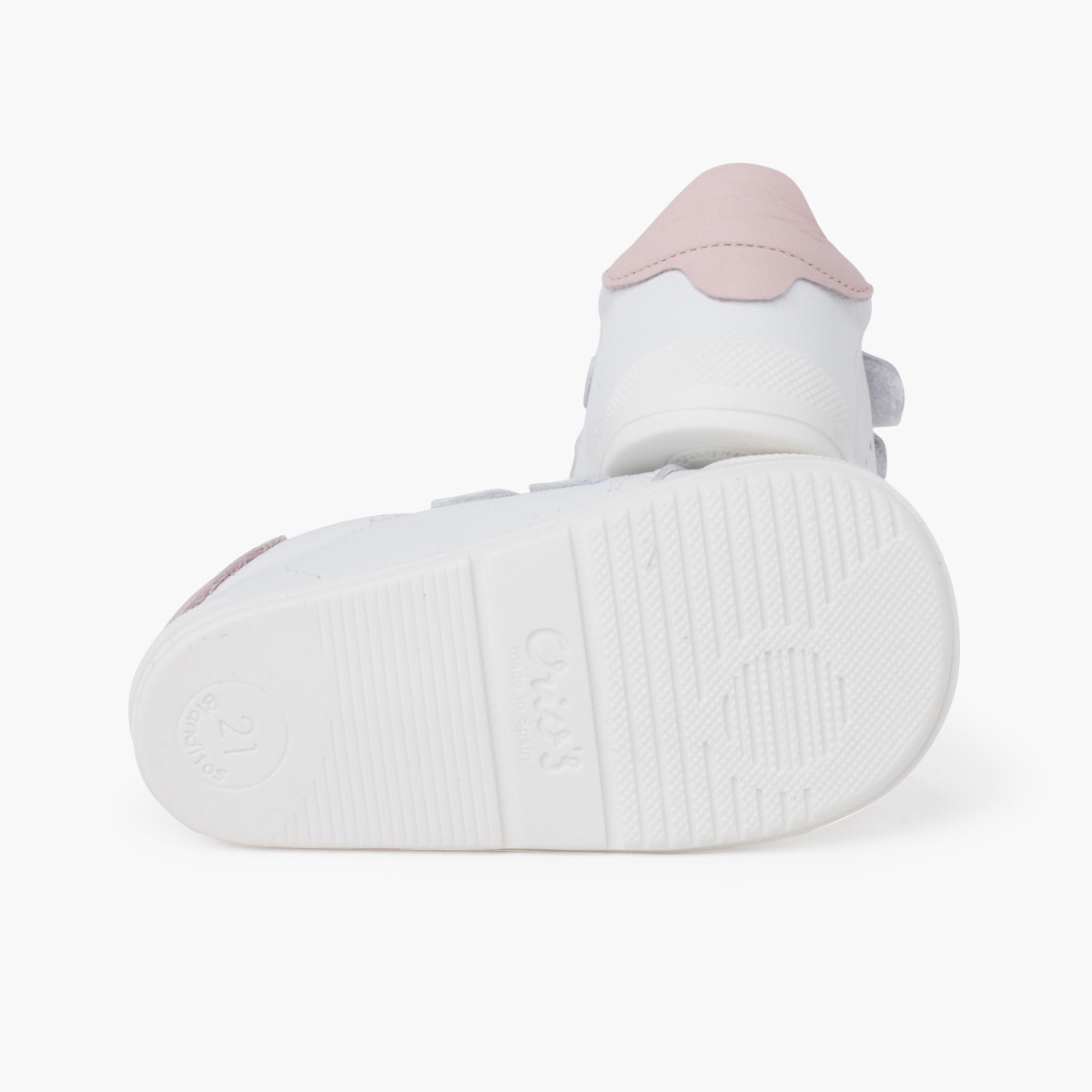 Blanditos Sneakers Minimaliste Bambini: Pisamonas Prima Passi, Doppia Chiusura A Strappo, Suola Flessibile, Larga. Colore Bianco E Rosa. Prodotte In Spagna, Qualità Premium. - 2