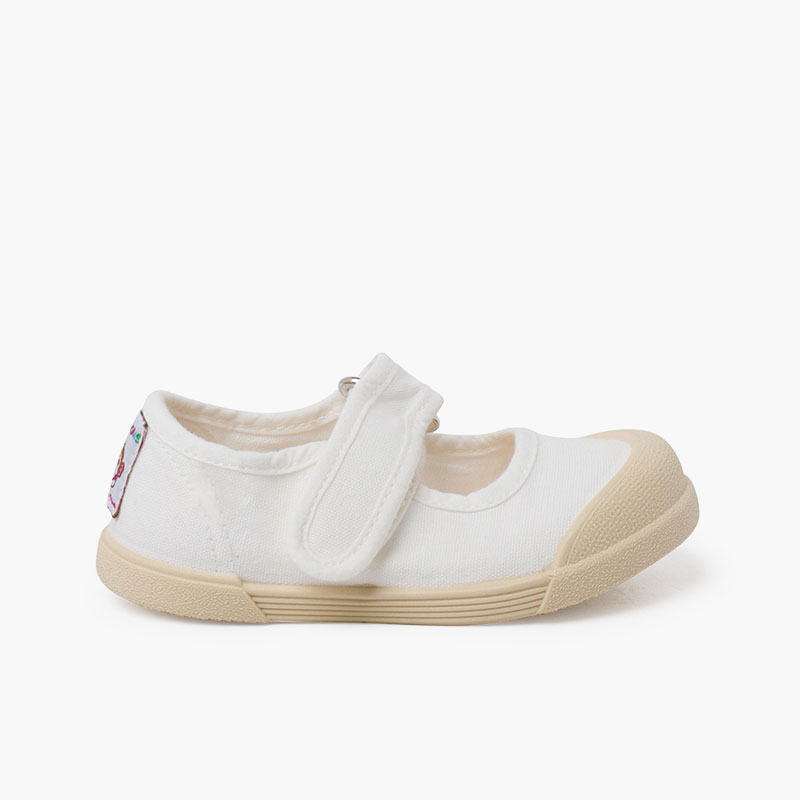 Barefoot canvas mary janes White