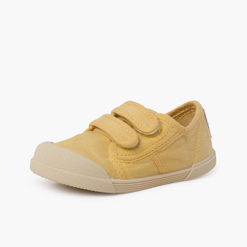 Barefoot toe trainers with hook-and-loop closure Mustard