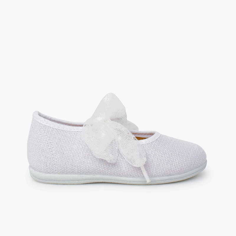 Mary janes plumeti tulle ribbons White