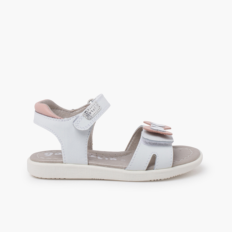 Garvalin sandals hook-and-loop closure hearts bow White