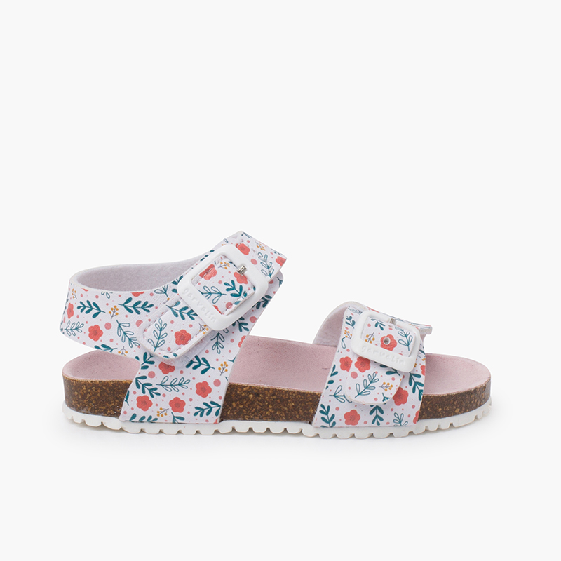 Bio sandals flowers hook-and-loop strap Floral