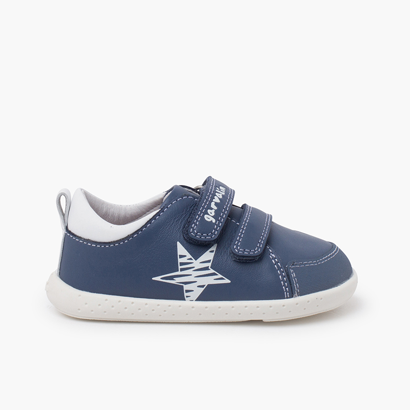 Trainers soft leather star hook-and-loop fastening Blue