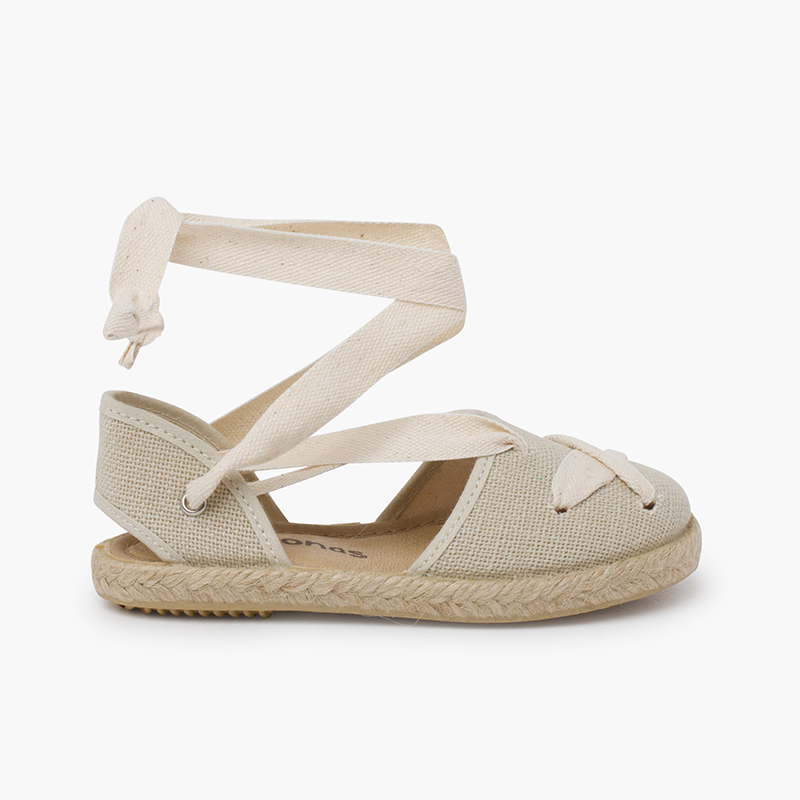 Goyesque espadrilles crossed ribbons Off-White