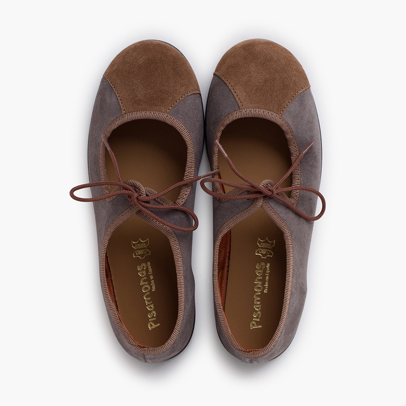 Two-tone mary janes thin bow Grey