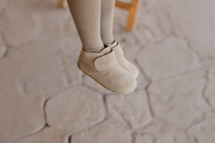 Barefoot suede boots hook-and-loop closure
