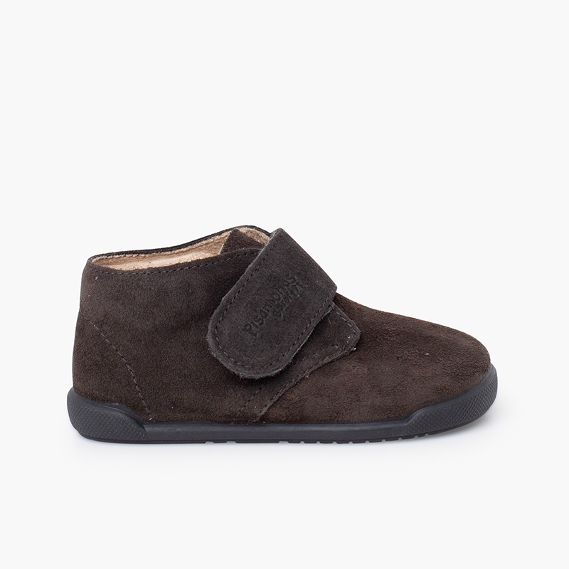 Barefoot suede boots hook-and-loop closure Grey