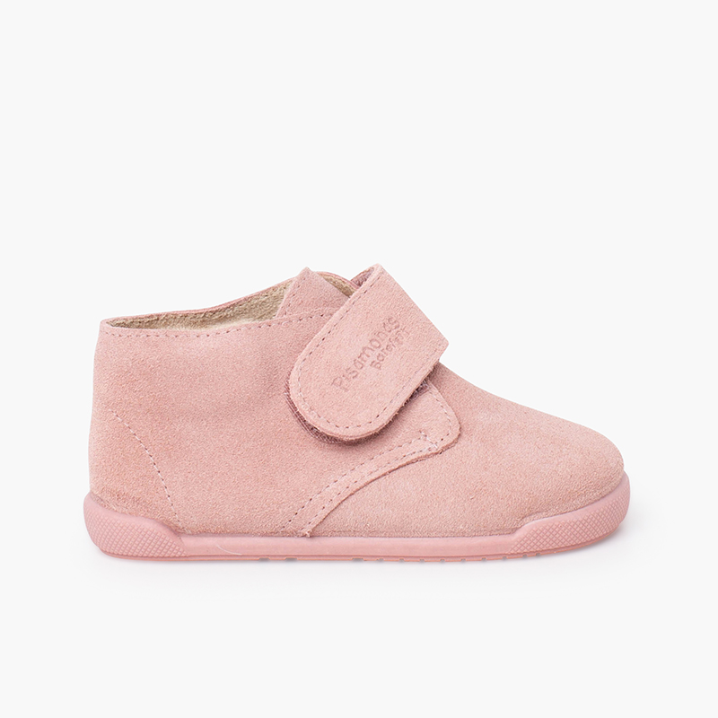 Barefoot suede boots hook-and-loop closure Pink