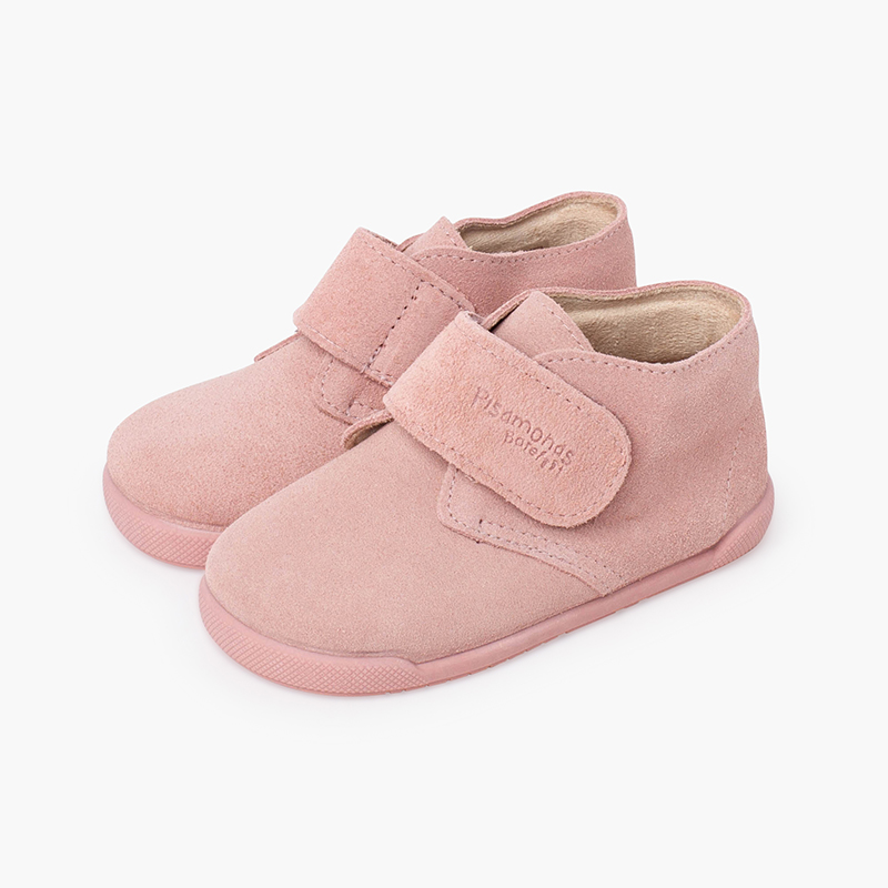 Barefoot suede boots hook-and-loop closure Pink
