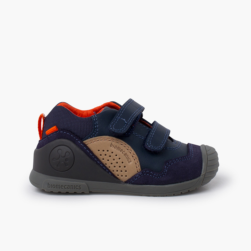 Biomecanics leather and suede sneakers Navy Blue