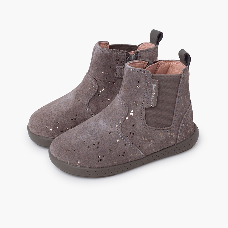 Minimalist glitter boot lateral elastic Grey