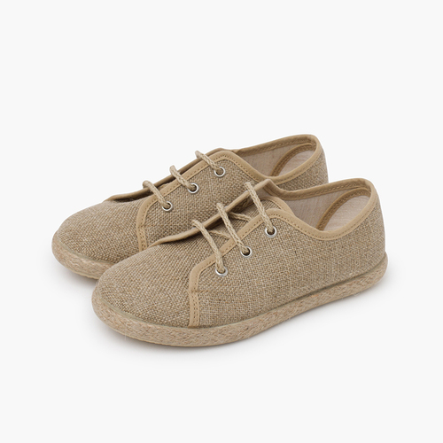 Linen blucher for boys with jute laces Natural