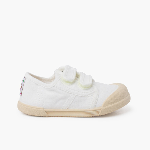 Barefoot toe trainers with hook-and-loop closure White