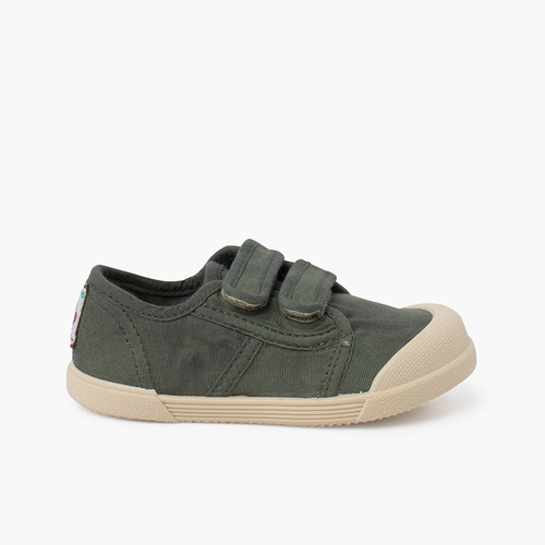 Barefoot toe trainers with hook-and-loop closure Moss green
