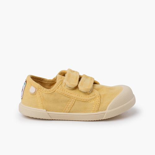 Barefoot toe trainers with hook-and-loop closure Mustard