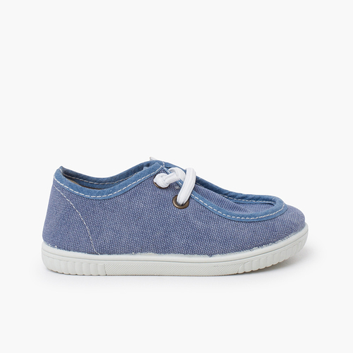 Wallaby boat shoes thin sole elastic laces Blue denim