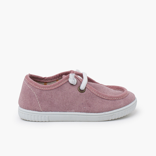 Wallaby boat shoes thin sole elastic laces Old Rose