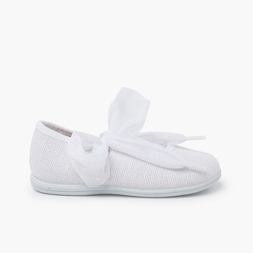 Mary janes plumeti tulle ribbons White