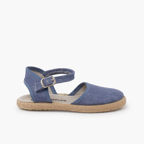 Espadrilles thin sole buckle Navy Blue