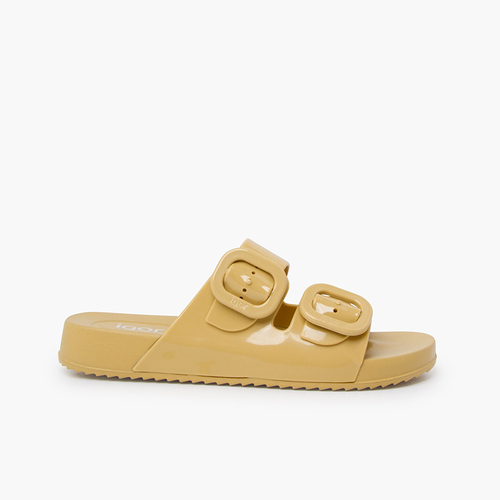 Shiny double buckle Havana sandals Dijon