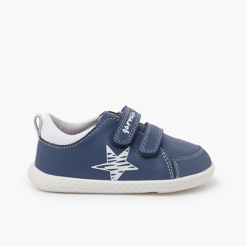 Trainers soft leather star hook-and-loop fastening Blue