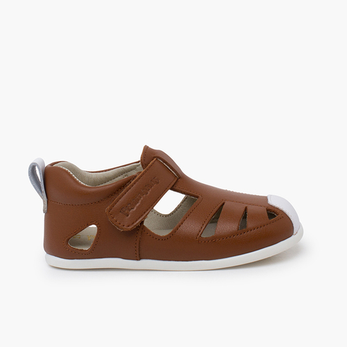 Soft leather sandal thin sole Brown