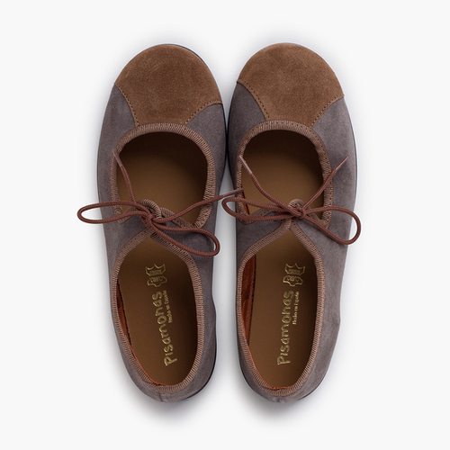 Two-tone mary janes thin bow Grey