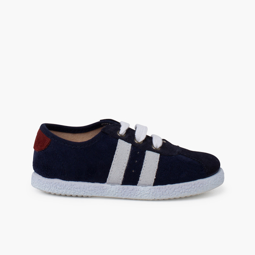 Combined trainers with suede and serratex Navy Blue