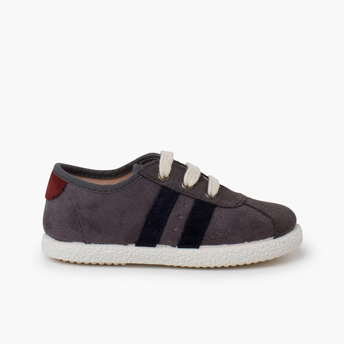 Combined trainers with suede and serratex Grey