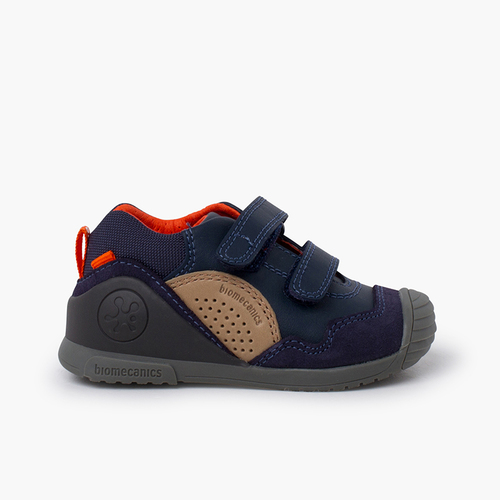 Biomecanics leather and suede sneakers Navy Blue