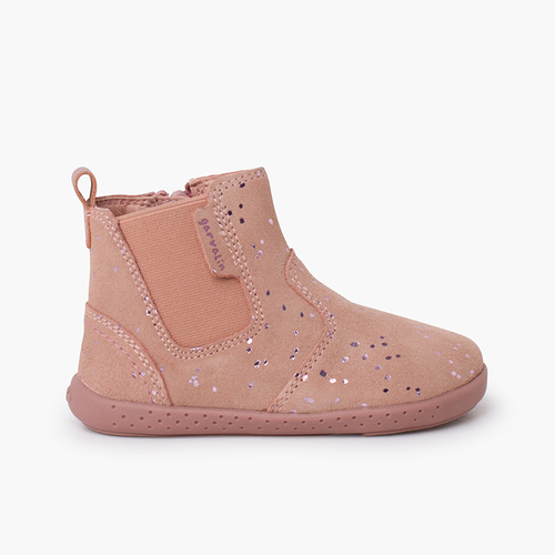Minimalist glitter boot lateral elastic Pink