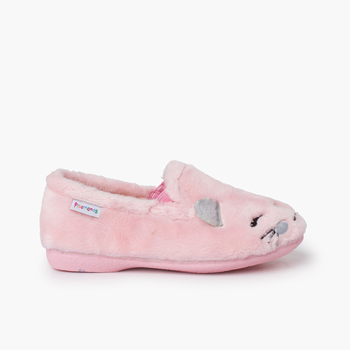 Soft fur slippers kitten Pink