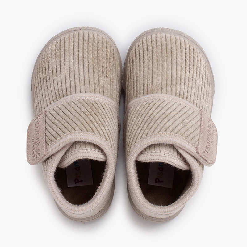 Barefoot Slippers Corduroy Hook-and-Loop Strap Stone