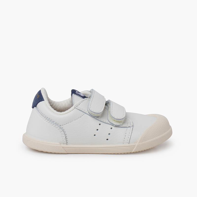 Leather barefoot tennis trainers Blue denim