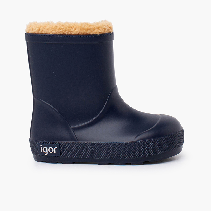 Barefoot wellies with faux fur lining Navy Blue
