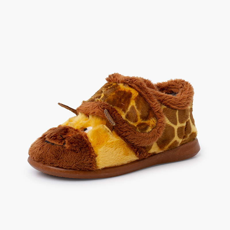 Giraffe plush slippers Brown and Yellow