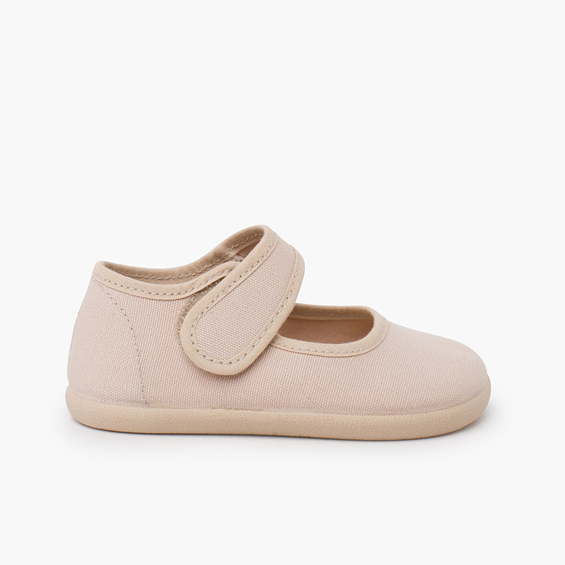 Barefoot canvas mary janes wide strap Sand