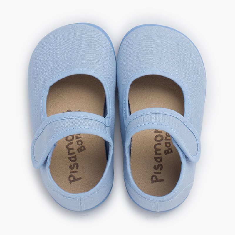 Barefoot canvas mary janes wide strap Sky Blue