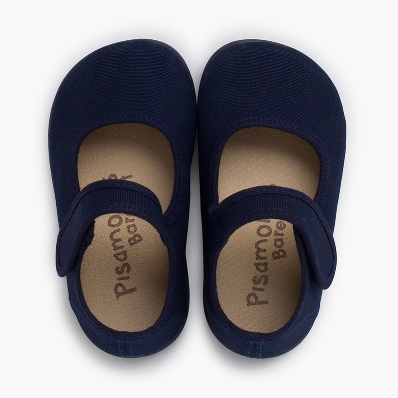 Barefoot canvas mary janes wide strap Navy Blue