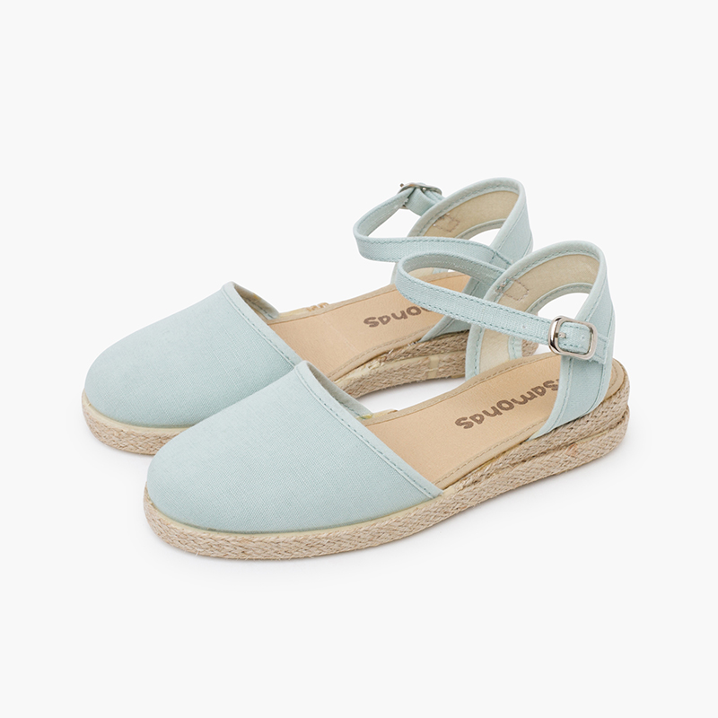 Fine linen wedge espadrilles Mint Green