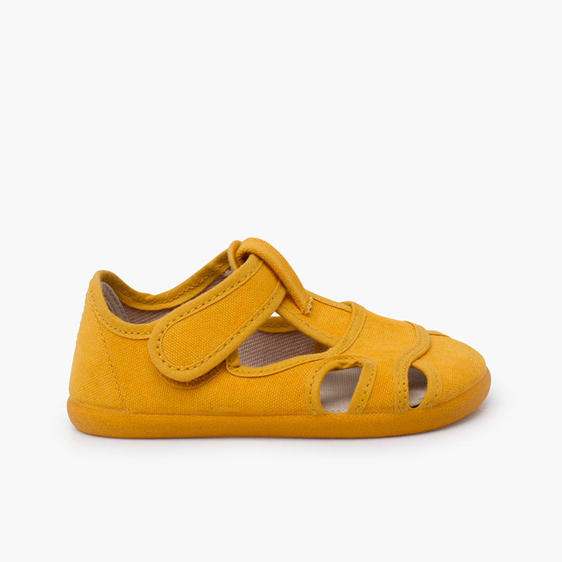 Barefoot washed canvas sandals for boys Turmeric