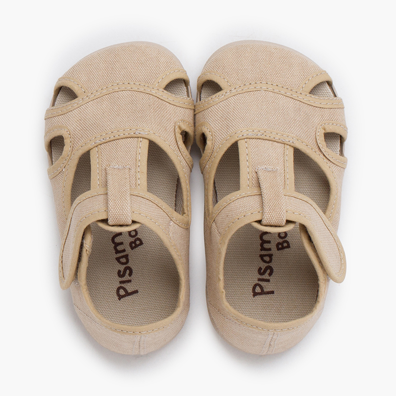 Barefoot washed canvas sandals for boys Stone